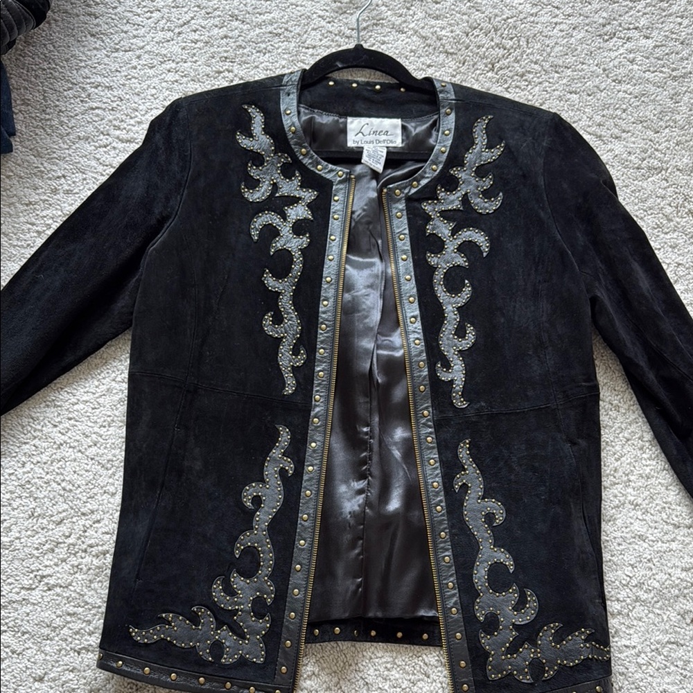 VINTAGE Soft Suede Black Embellished Women's Jacket